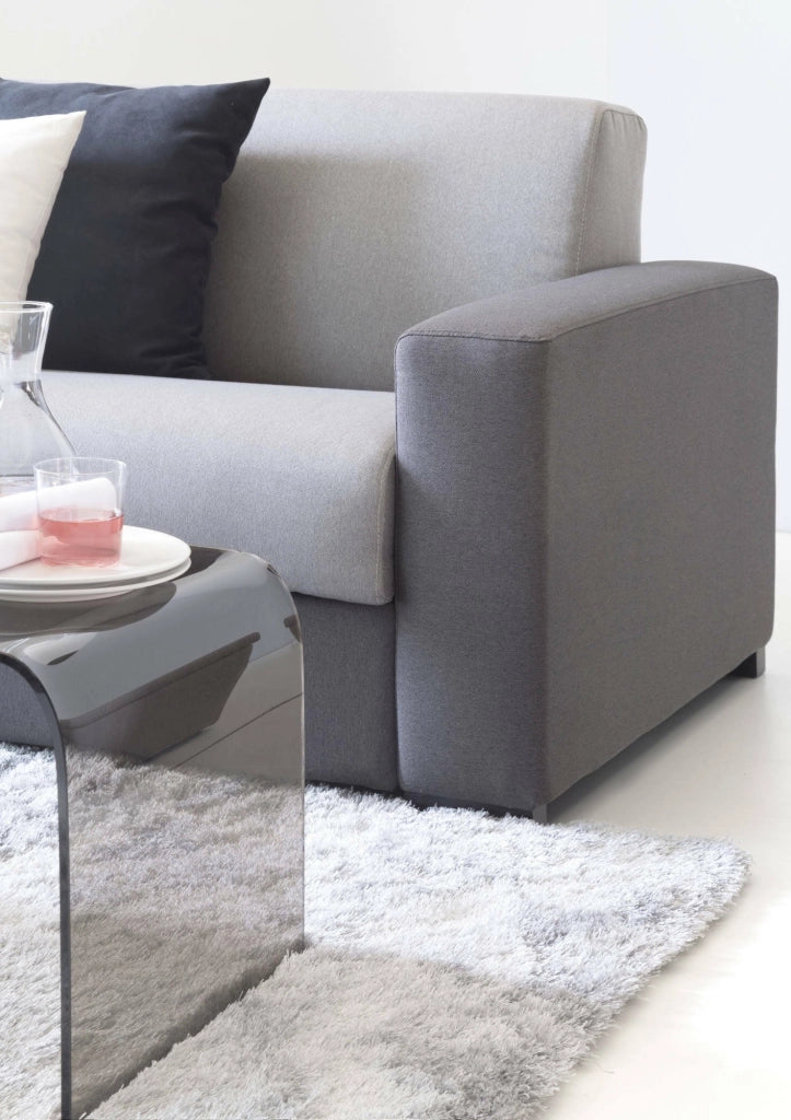 Divano fisso Ayta, Divano a 3 posti, Made in Italy, SofÒ  Soggiorno in tessuto imbottito, con Braccioli standard, cm 220x95h90, Grigio e Antracite
