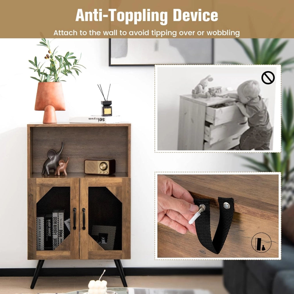Cantinetta Porta Bottiglie da Vino 3 Scaffali Spazio per 10 Bottiglie, Credenza per Sala da Pranzo, Soggiorno, Cucina, 60x35x95 cm, Marrone