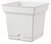 Vaso 38x38x38 cm in Polipropilene con Riserva d'Acqua e Sottovaso Tulli Still Elements 38 Bianco