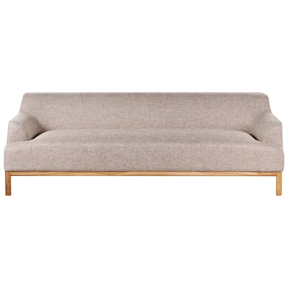 Divano a 3 posti in tessuto poliestere marrone chiaro Gambe in legno Soggiorno elegante
