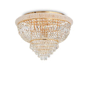 Plafoniera Classica Dubai Metallo-Cristallo Ottone 24 Luci E14