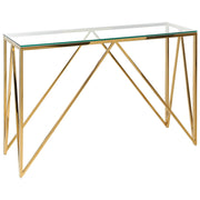 Consolle Vetro Temperato dorato Acciaio Inossidabile 120 x 40 cm Rettangolare Glam Moderno Soggiorno Camera Da Letto Corridoio