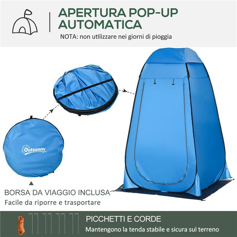 TENDA DOCCIA DA CAMPEGGIO E SPIAGGIA CON PORTA A CERNIERA E BORSA DI TRASPORTO 126X124X189 CM BLU
