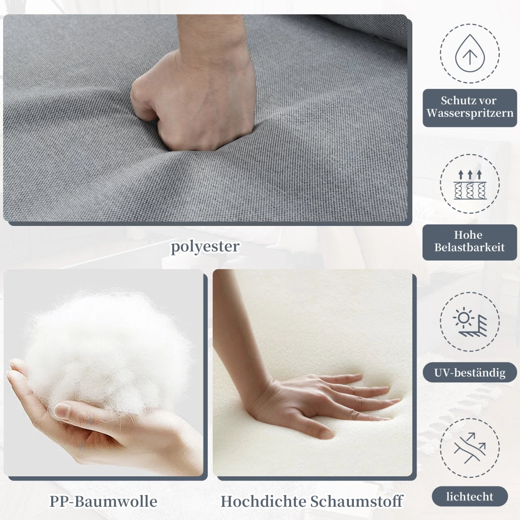 Set Divano da Giardino con Tavolino e Pouf ¨C MINIMAL ¨C Polyrattan, Vetro, Grigio