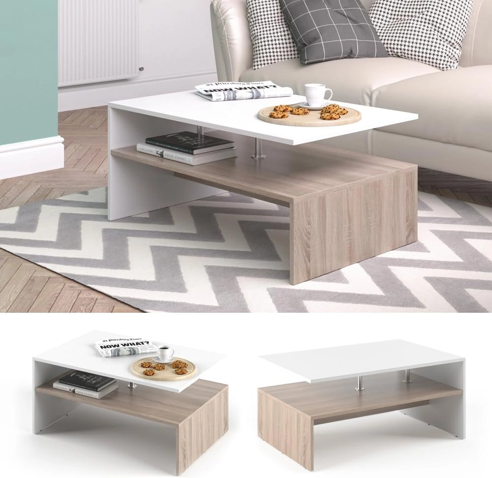 VICCO, Tavolino da salotto Amato, 90 x 60 cm, in legno, 3 colori a scelta bianco, sonoma, rovere