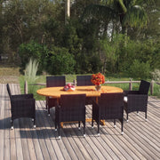 Set Mobili da Pranzo per Giardino 7 pz in Polyrattan Nero 3070751