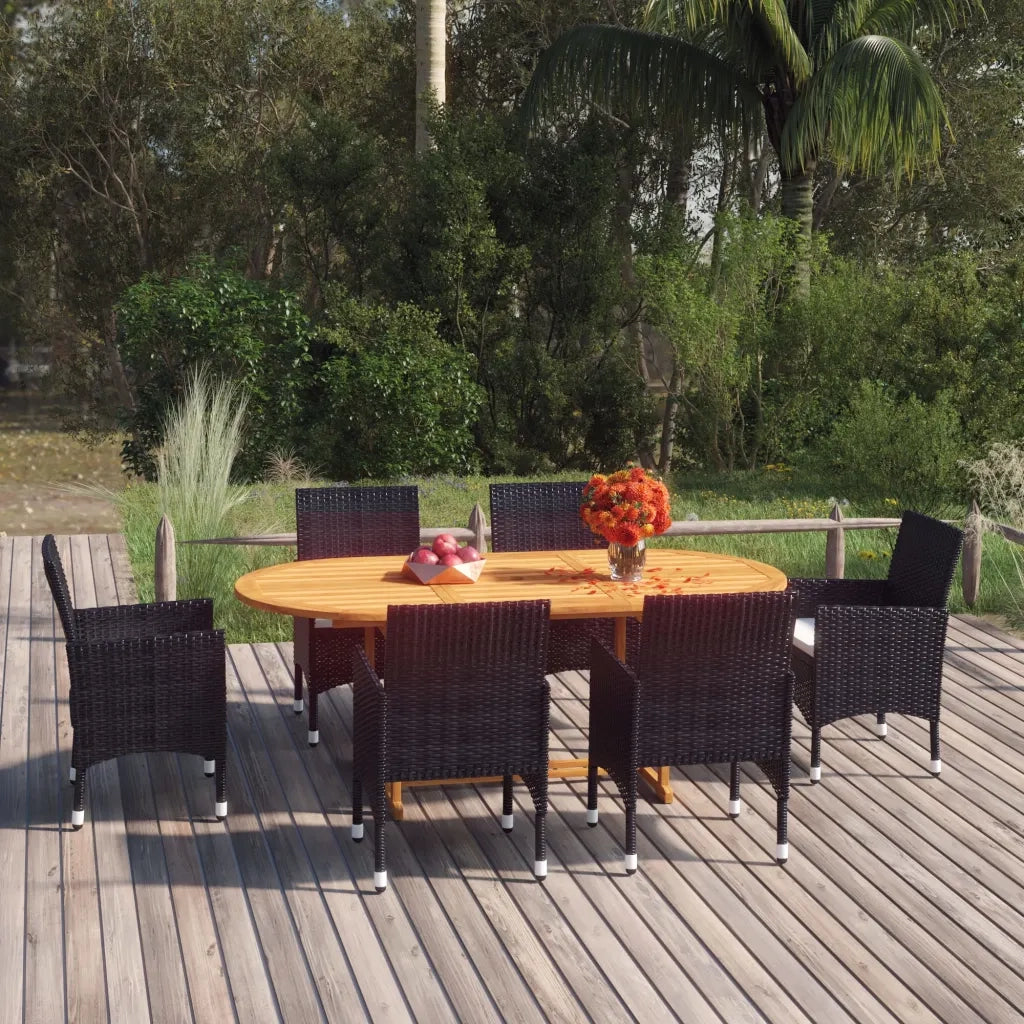 Set Mobili da Pranzo per Giardino 7 pz in Polyrattan Nero 3070751