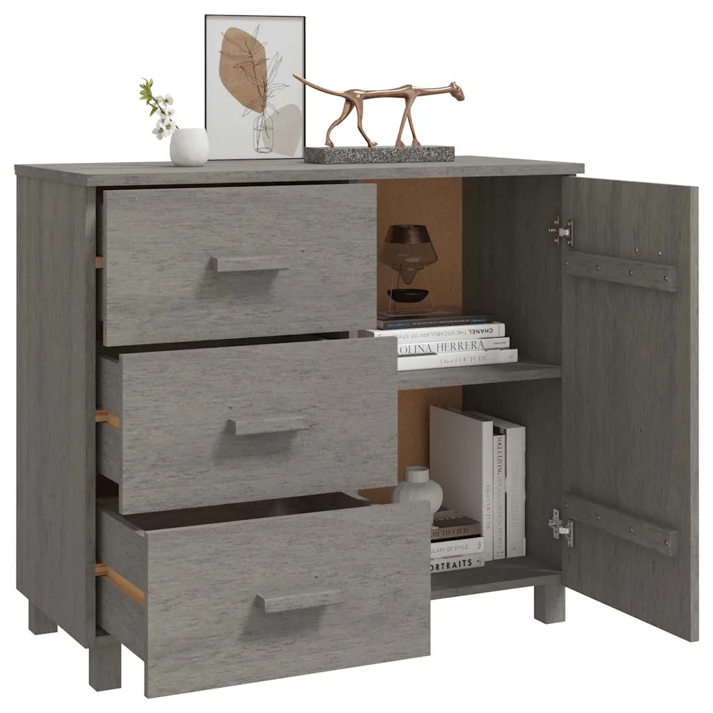 Credenza-Buffet-Armadio da cucina HAMAR Grigio Chiaro 90x40x80 cm Legno Massello di Pino