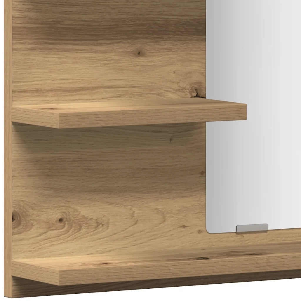 Armadietto a Specchio da Bagno Rovere Artigianale 60x10,5x45 cm 856256