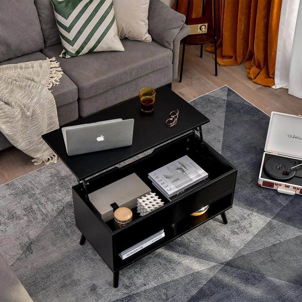 Tavolino da caffè sollevabile, tavolo da caffè con spazio nascosto di stoccaggio, tavolo sollevabile ed estensibile per il riposo o il lavoro, 80 x 40 x 58 (max) cm per il soggiorno e la sala da