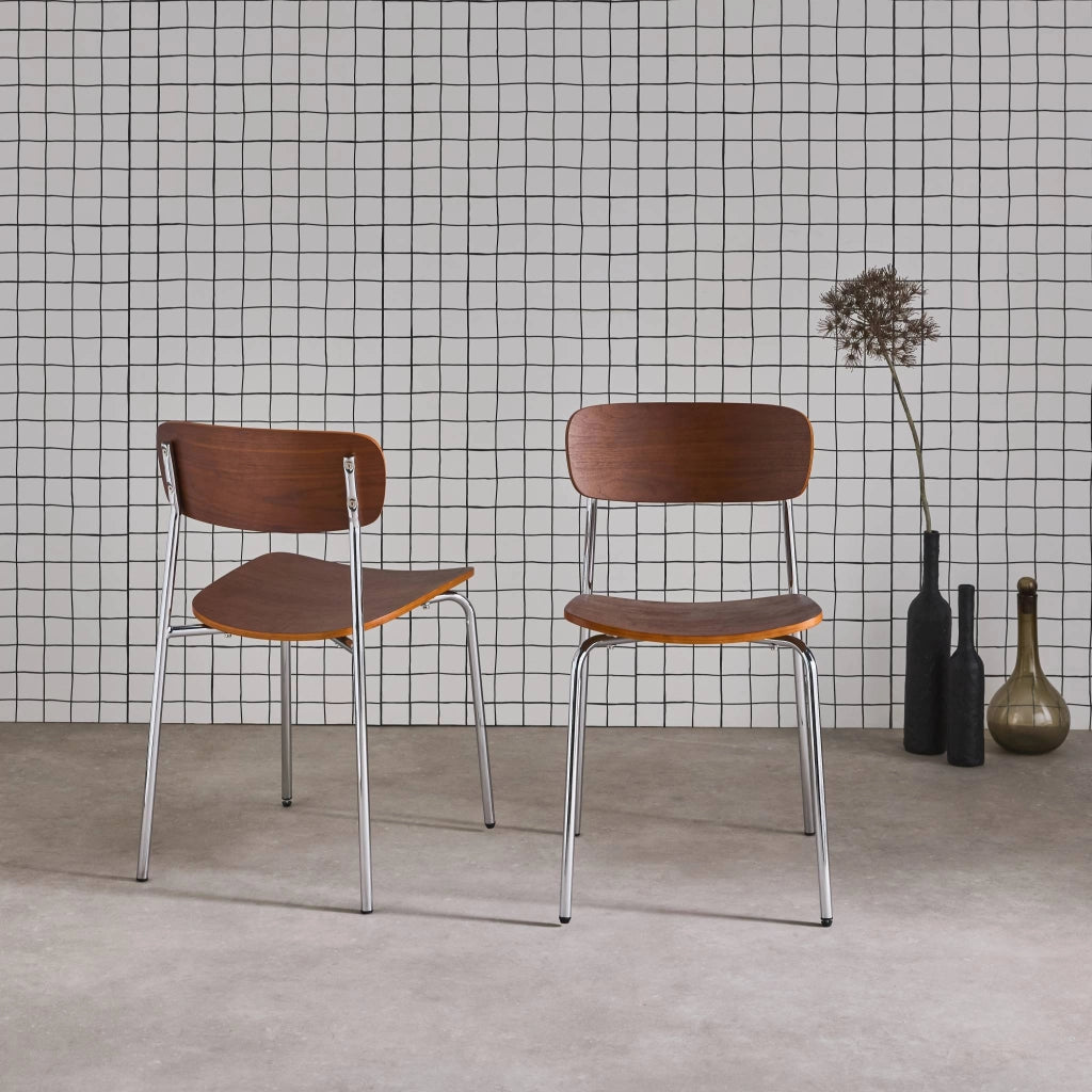 Set di 2 sedie vintage in metallo e compensato , grigio perlato