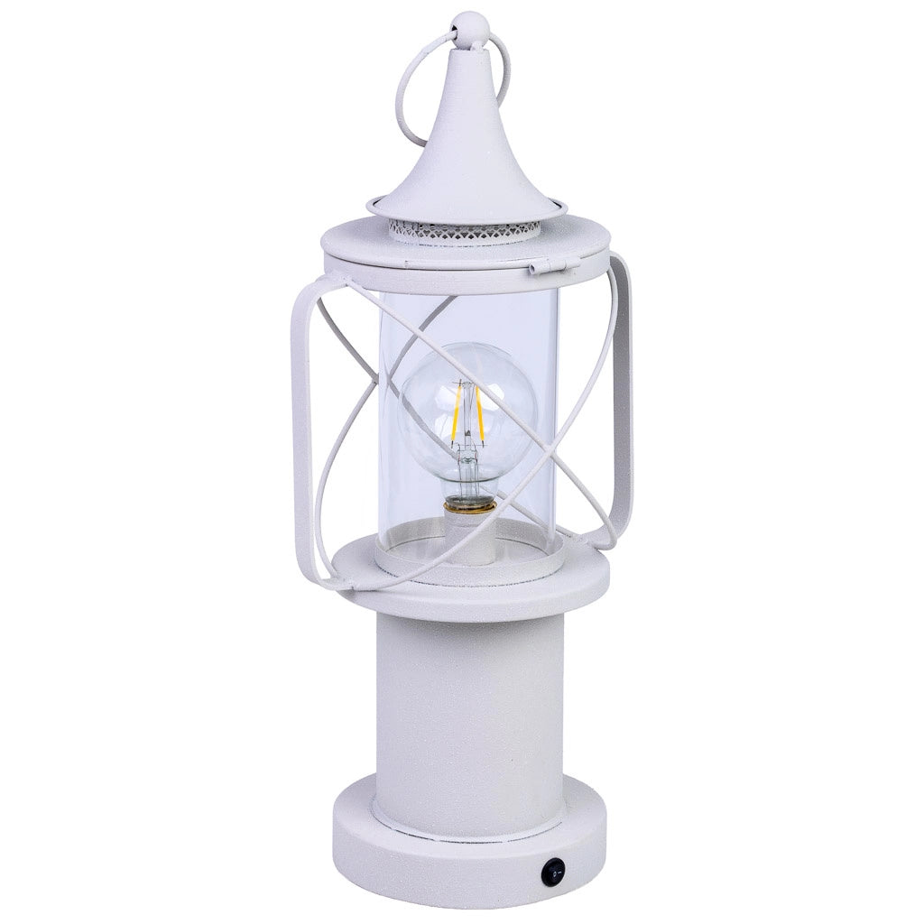 Lampada tavolo metallo bianco LED 21x18.5x46.5/52.5h cm