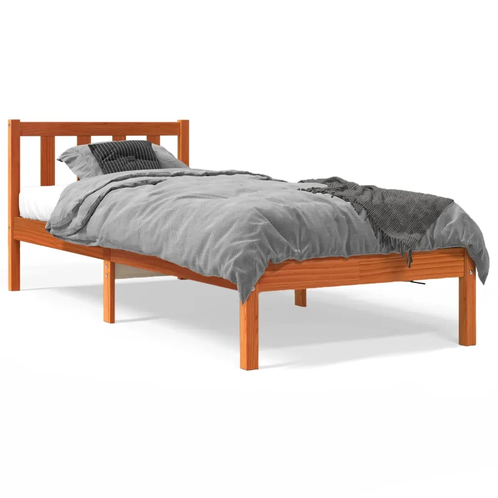 Letto senza Materasso-Struttura Letto Marrone Cera 75x190 cm in Legno di Pino 205903