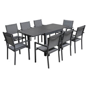 VENEZIASet di mobili da giardino allungabili 90/180 in textilene grigio 8 posti - alluminio antracite