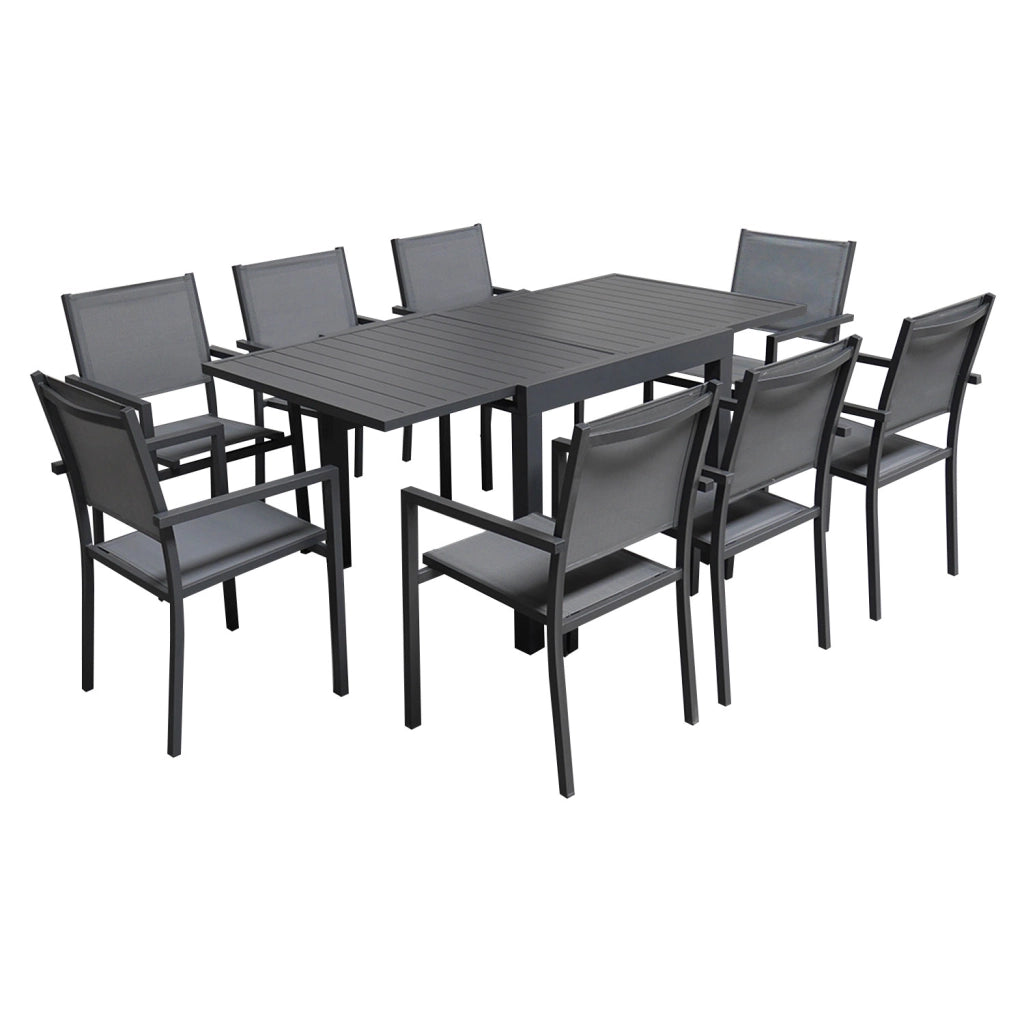 VENEZIASet di mobili da giardino allungabili 90/180 in textilene grigio 8 posti - alluminio antracite