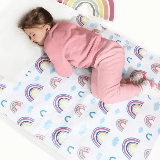 Protezione per materasso letto a scomparsa per bambini, materasso impermeabile 86 x 91 cm, letto sotto per bambini con pieghe per lettini singoli, lettini per bambini, lettini per neonati, colori arcobaleno.