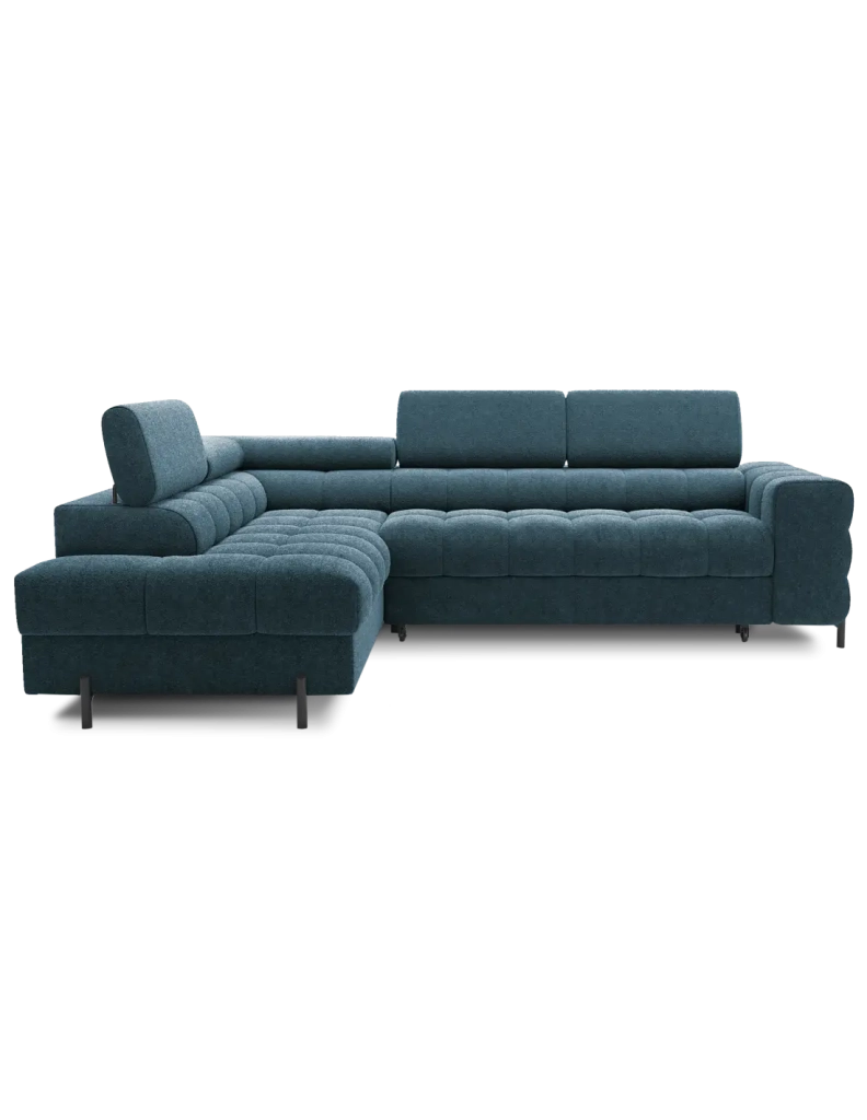 Divano letto Blu scuro FERRUM 5 posti angolo sinistro schiuma HR 276x93x200cm