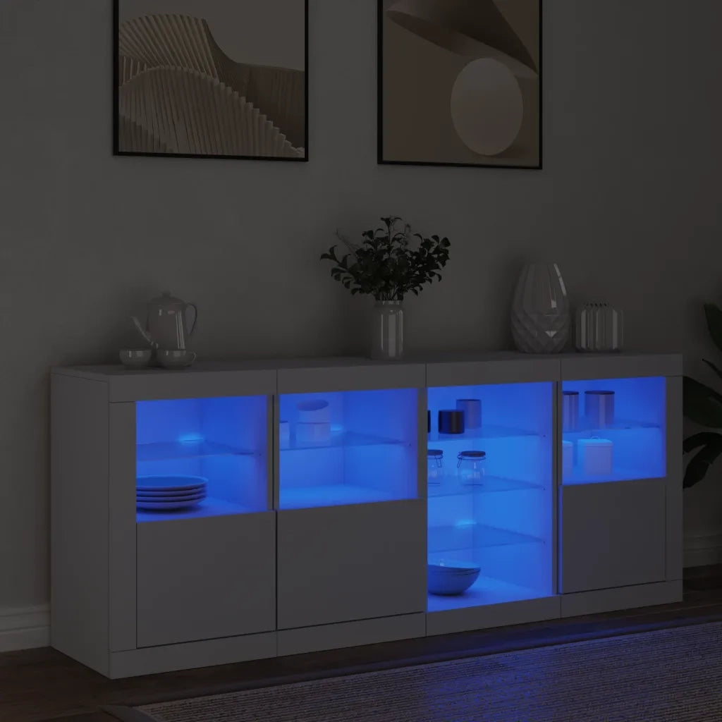 Credenza con Luci LED Bianca 164x37x67 cm 3209051