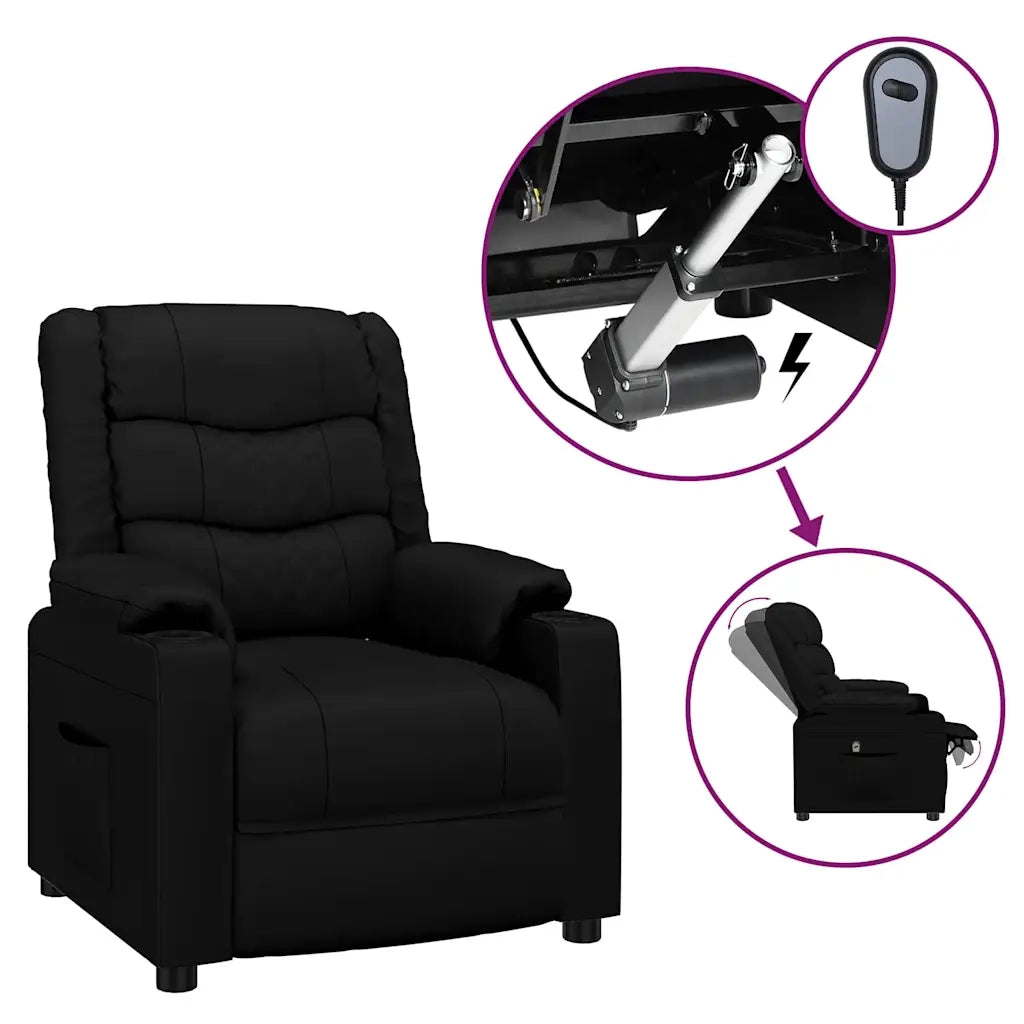 Divano Sedia-Poltrona Reclinabile Elettrica Nera in Similpelle 635448