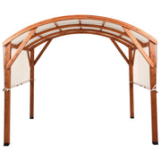 Pergola in legno bianco sporco Tetto in tessuto Telaio in legno 303 x 300 cm Padiglione da giardino moderno industriale