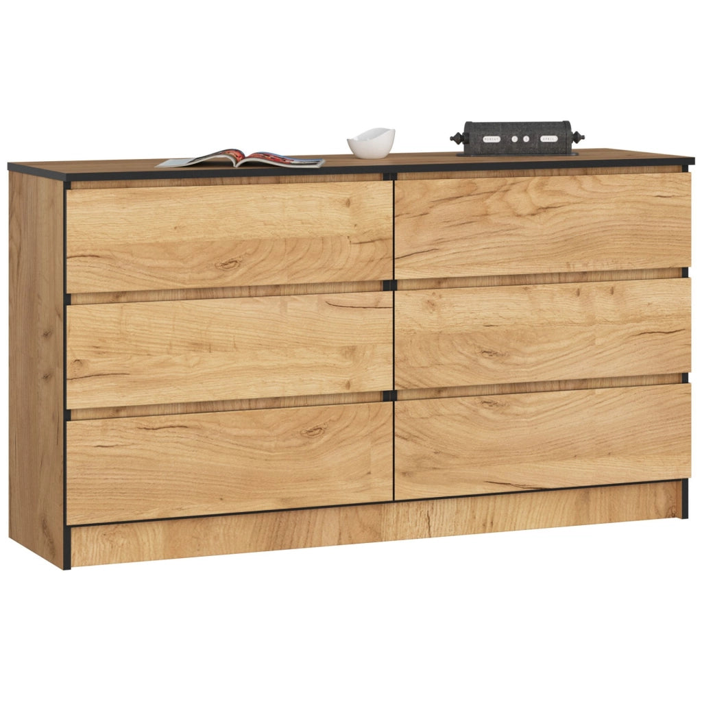 Cassettiera AKORD K140 Quercia Craft 138 cm 6 cassetti 138x40x77 cm