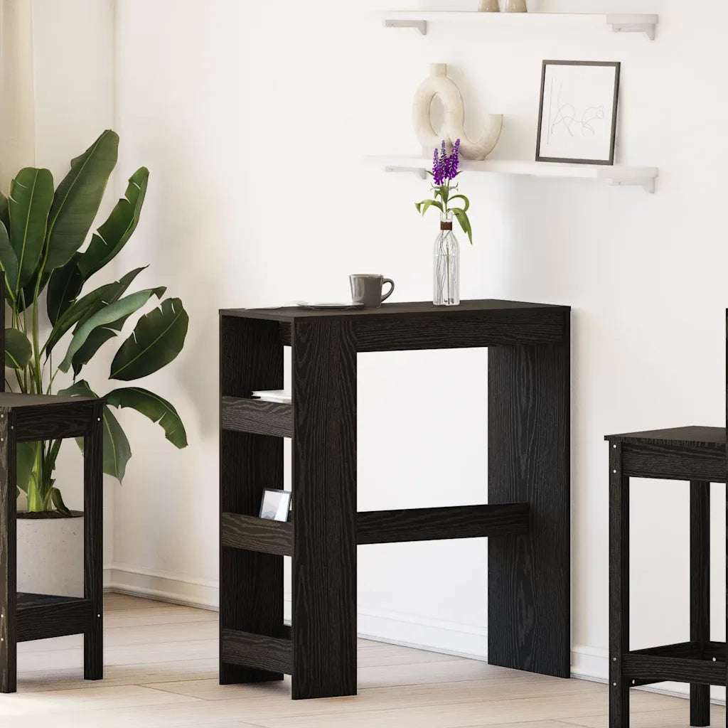 Tavolo Bar con Rastrelliera Rovere Nero 90x40x103,5 cm