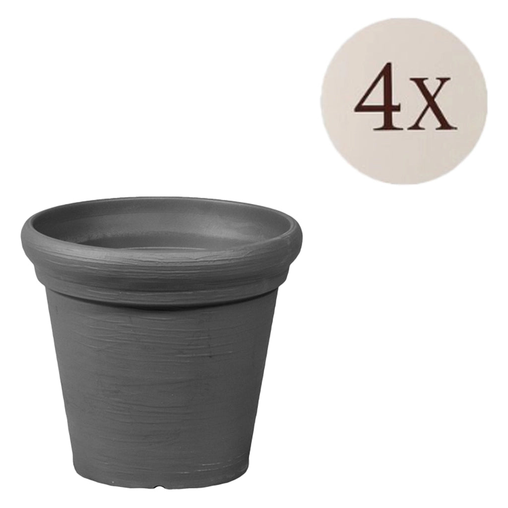 Lou, Vaso\ set 4 Vasi Made in Italy, Nero Antracite