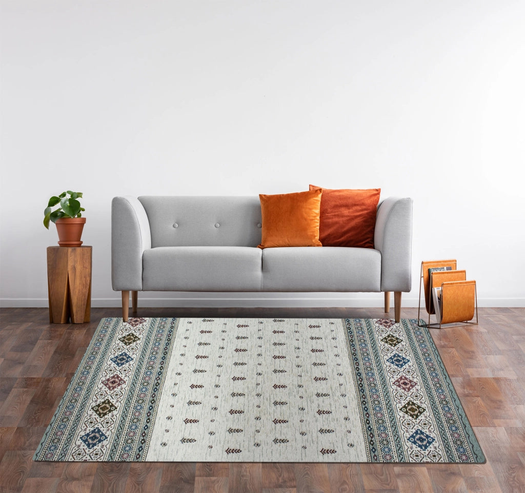 Tappeto Arredo Moderno Morbido in Ciniglia Ingresso Antiscivolo Prodotto Italiano  Soggiorno Camera Salotto Disegni Piazzati Cotone Varie Misure Grande Loom/Verde - 175x280 cm