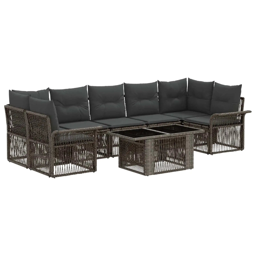 Set Divano da Giardino 8 pz Grigio e Grigio Scuro polyrattan 3436604