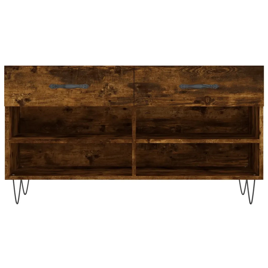 Panca Porta Scarpe | Scarpiera | Mobile per scarpe Rovere Fumo 102x35x55 cm Legno Multistrato