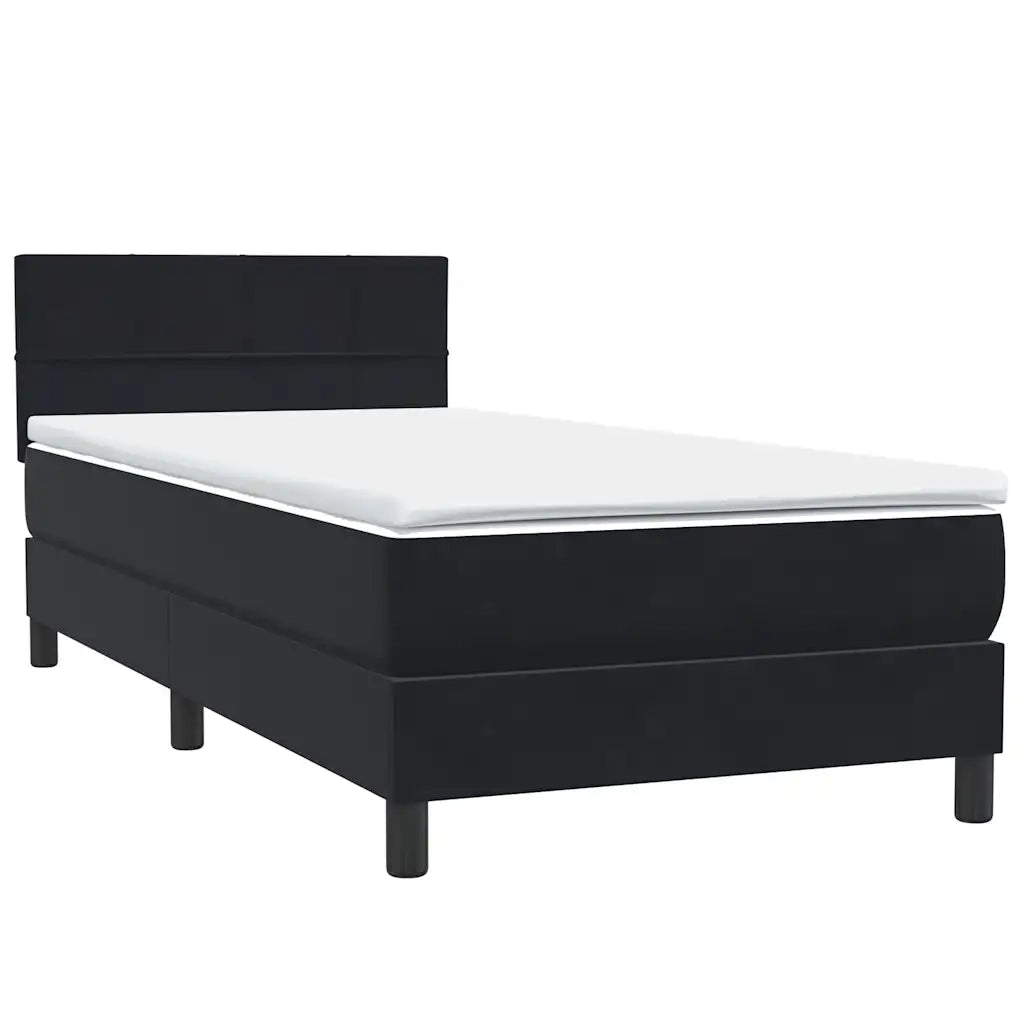 vidaXL Giroletto a Molle con Materasso Nero 90x210 cm in Velluto