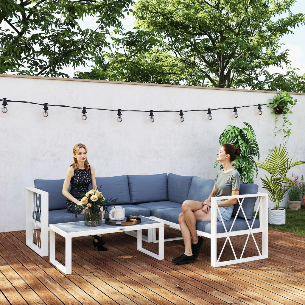 Set Salotto da Giardino Angolare con Poltrona Reclinabile ¨C Zephmum ¨C Grigio, Polyrattan