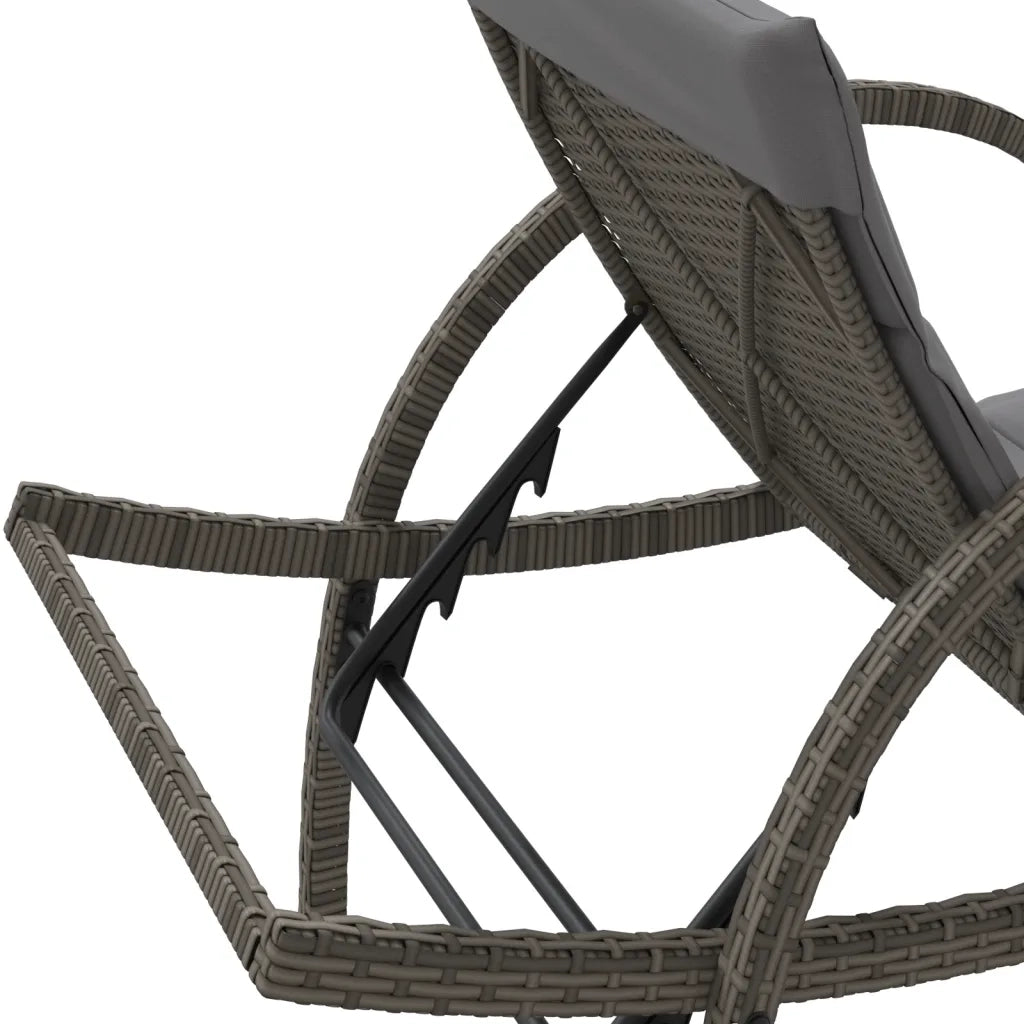 Lettini Prendisole 2 pz | Sdraio da giardino | Lettino da sole con Cuscini Grigio in Polyrattan
