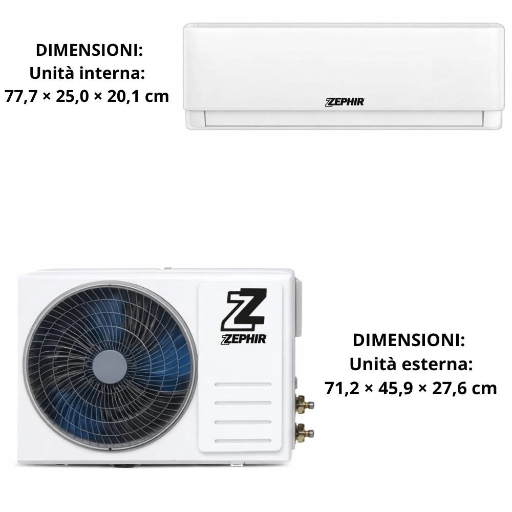 Climatizzatore monosplit zephir zmr12000my25 con wifi per 22 mq