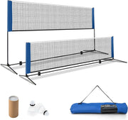Set di Racchette da Badminton Regolabile e Portatile, Set di Rete da Badminton con 2 Volani, Tappi per Piedi, Morsetti e Borsa, per Badminton, Pallavolo e Pickleball