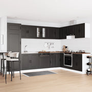 Mobiletto da Cucina  "Kalmar" con Doppio Lavandino Nero in Legno Ingegnerizzato