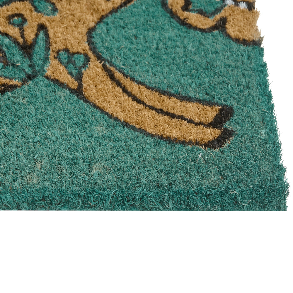 Zerbino Verde acqua Fibra di cocco naturale Retro in PVC Antiscivolo 45 x 75 cm Motivo coniglio Decorazione moderna per interni ed esterni