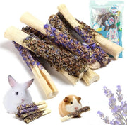 Kauwsticks 8 pezzi - Hooi naturale - Lavanda/Dimenticami non - Cura dei denti - 100% Bambù essiccato - Ideale per conigli/Cavie - Giocattolo per cavi e conigli