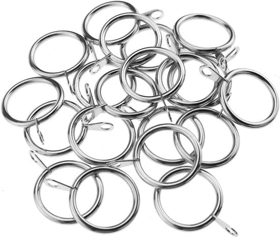 Rondelle per tende 25mm - diametro interno - materiale resistente - adatto per tende pesanti - da installare facilmente - 20 pezzi - finitura cromata - rondelle per tende