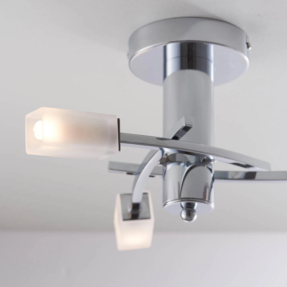 Plafoniera moderna cromata Havana 3 luci G9 vetro Endon