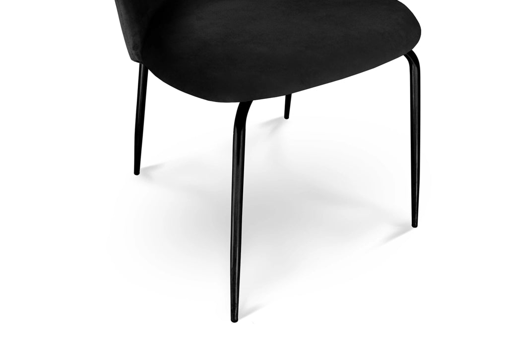 Set di 2 sedie da pranzo imbottite in velluto nero piede nero – Nicole - SD10NIPN