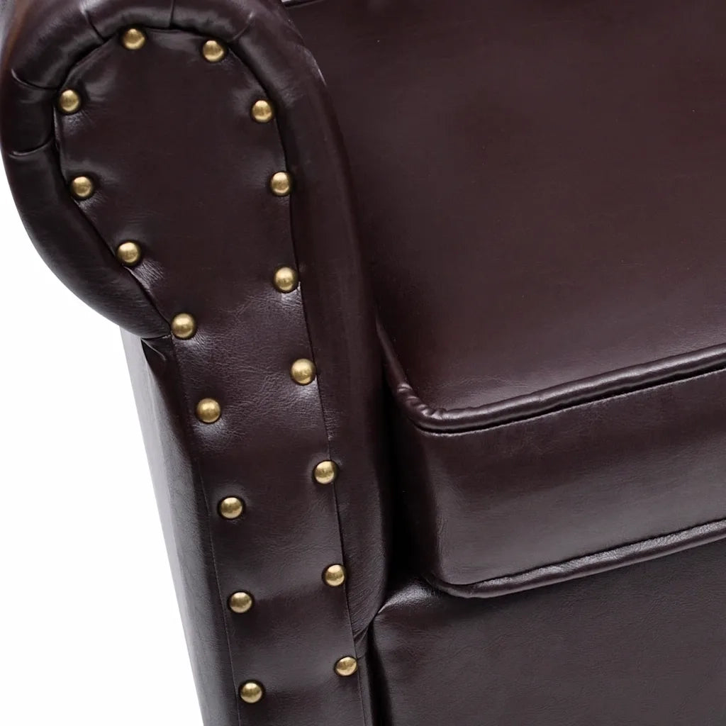Poltrona con Poggiapiedi Marrone Scuro in Similpelle 60784