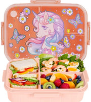 Bento lunchbox per bambini, 1200 ml contenitore per alimenti per bambini BPA-free senza liquidi con 3 compartimenti, contenitore per pranzo e spuntino per studenti e bambini in cura.