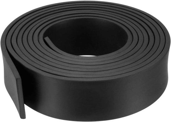 Afdichtstrip in gomma solido, rettangolare, 45 mm largo, 5 mm spesso, 3 metri lungo, nero - adatto per porte e finestre.