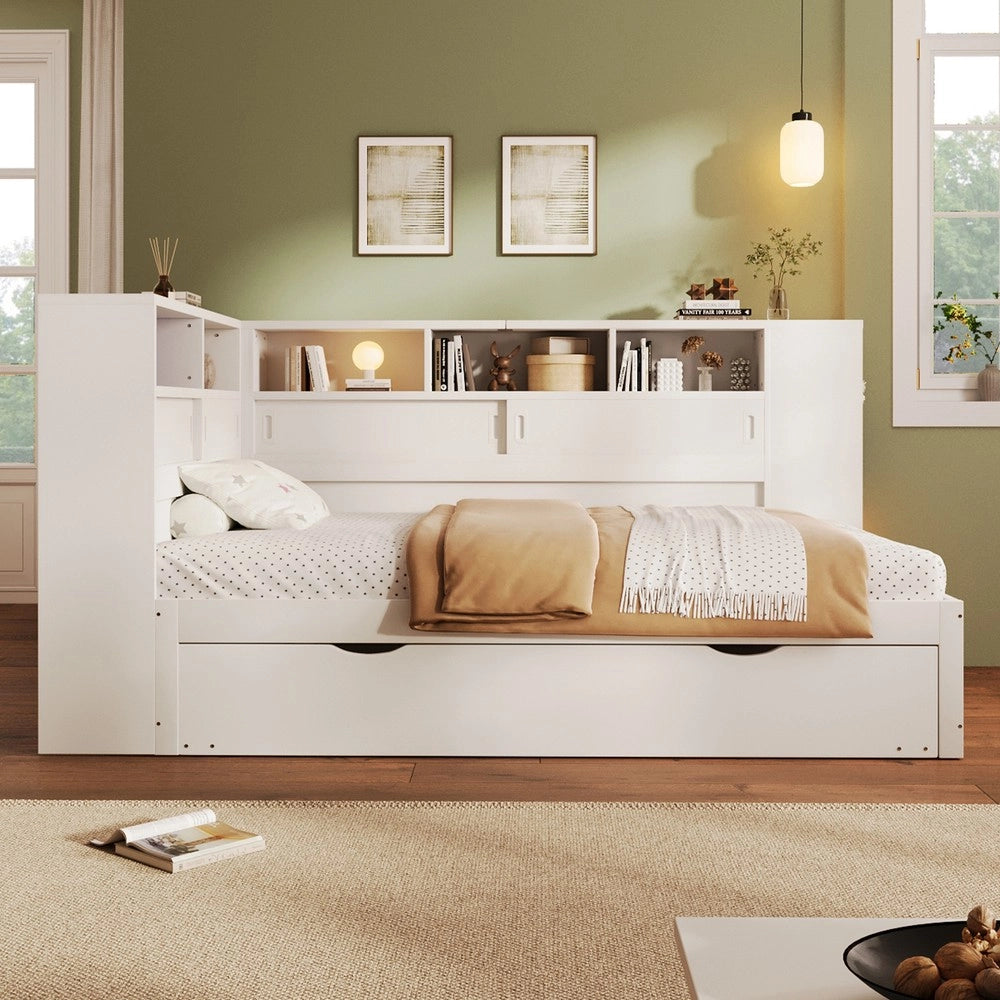 Letto estraibile con vano contenitore USB ¨C Minimal ¨C Bianco 90x200cm