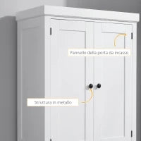 Credenza Alta Cucina con Armadietto e Inferiore e Cassetto Centrale in MDF, Mobile Truciolato e Metallo, 76x40.5x184cm, Bianco|Aosom Italy