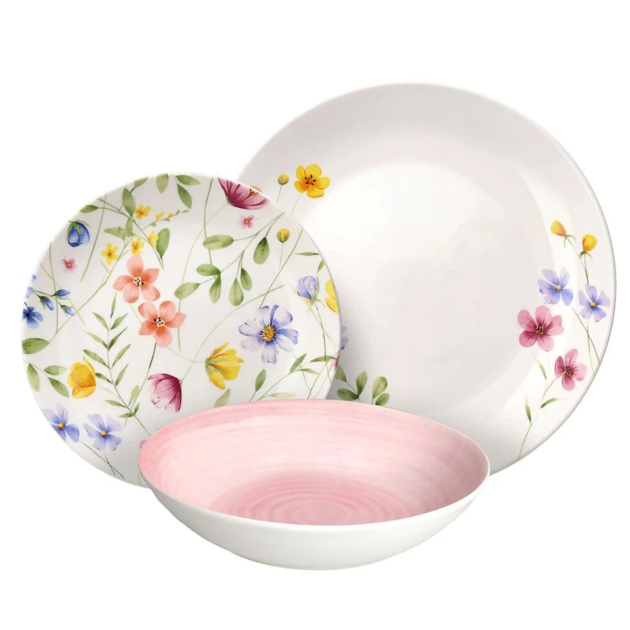 Servizio piatti 18 pezzi Petals Multicolor