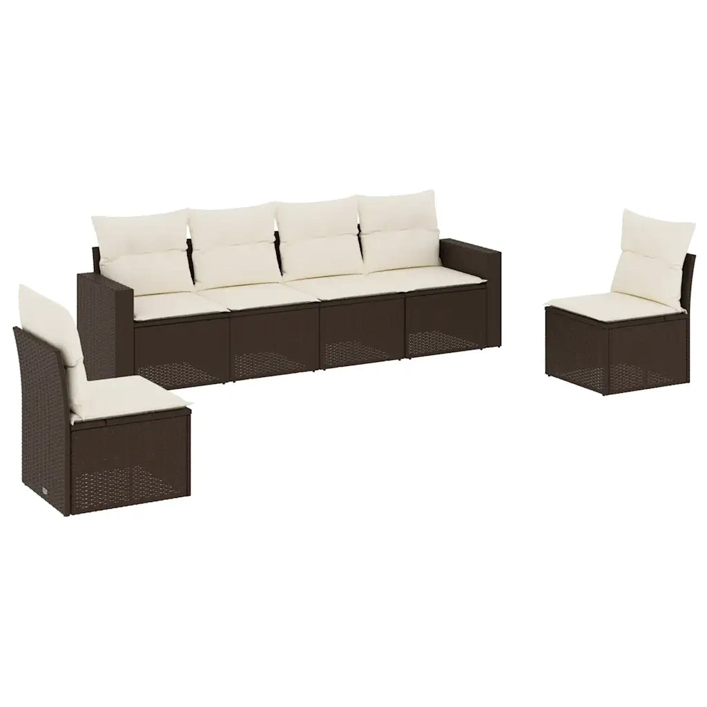 Set Divani da Giardino 6 pz con Cuscini Marrone in Polyrattancod mxl 86976