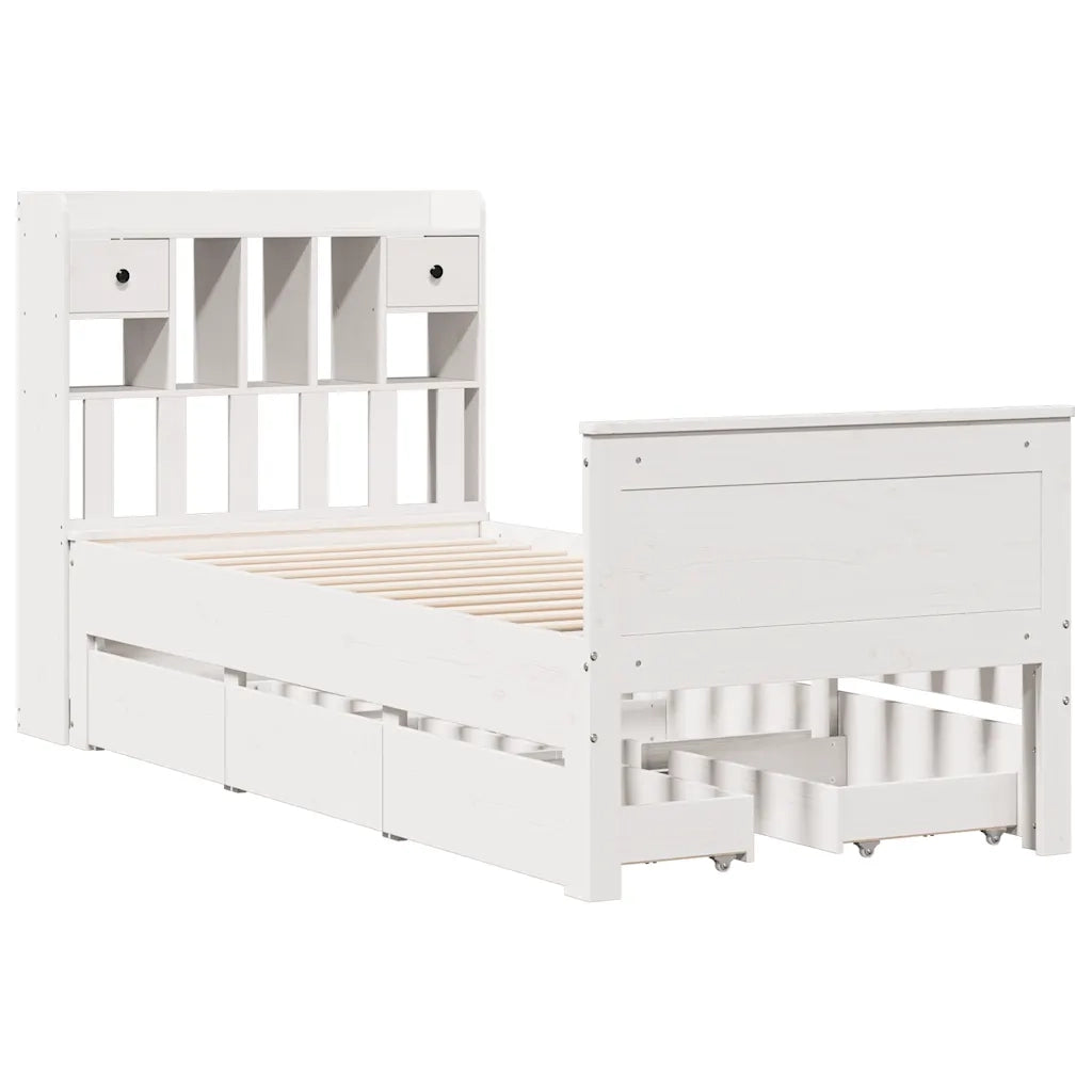 Letto Libreria senza Materasso Bianca 90x200 cm Legno di Pino