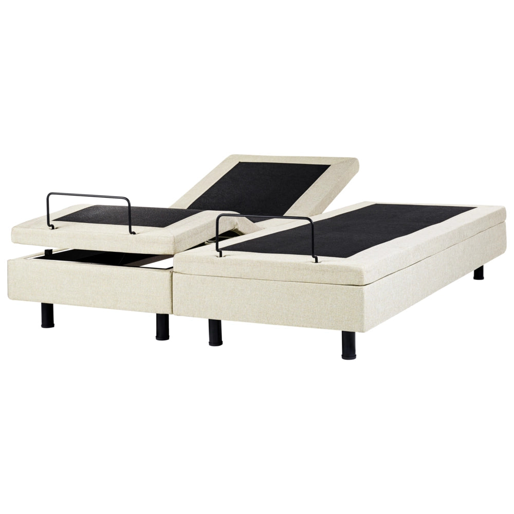 Letto elettrico matrimoniale tessuto beige regolabile con telecomando senza testiera 180x200 cm stile moderno